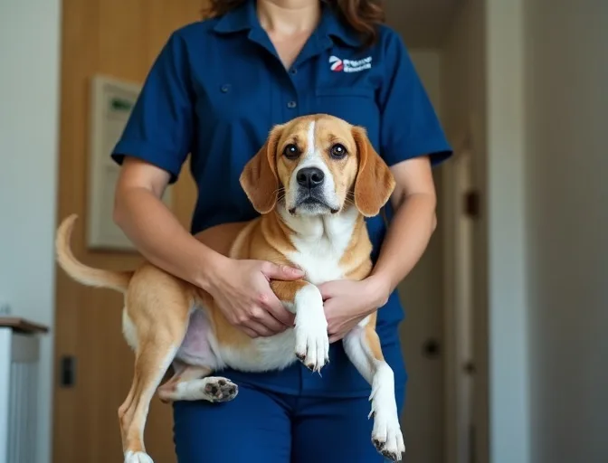 Technician respectfully transporting a deceased dog in Hoppers Crossing