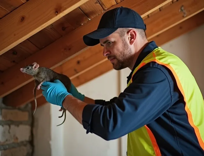 Technician inspecting a roof cavity for a dead rat in Hoppers Crossing